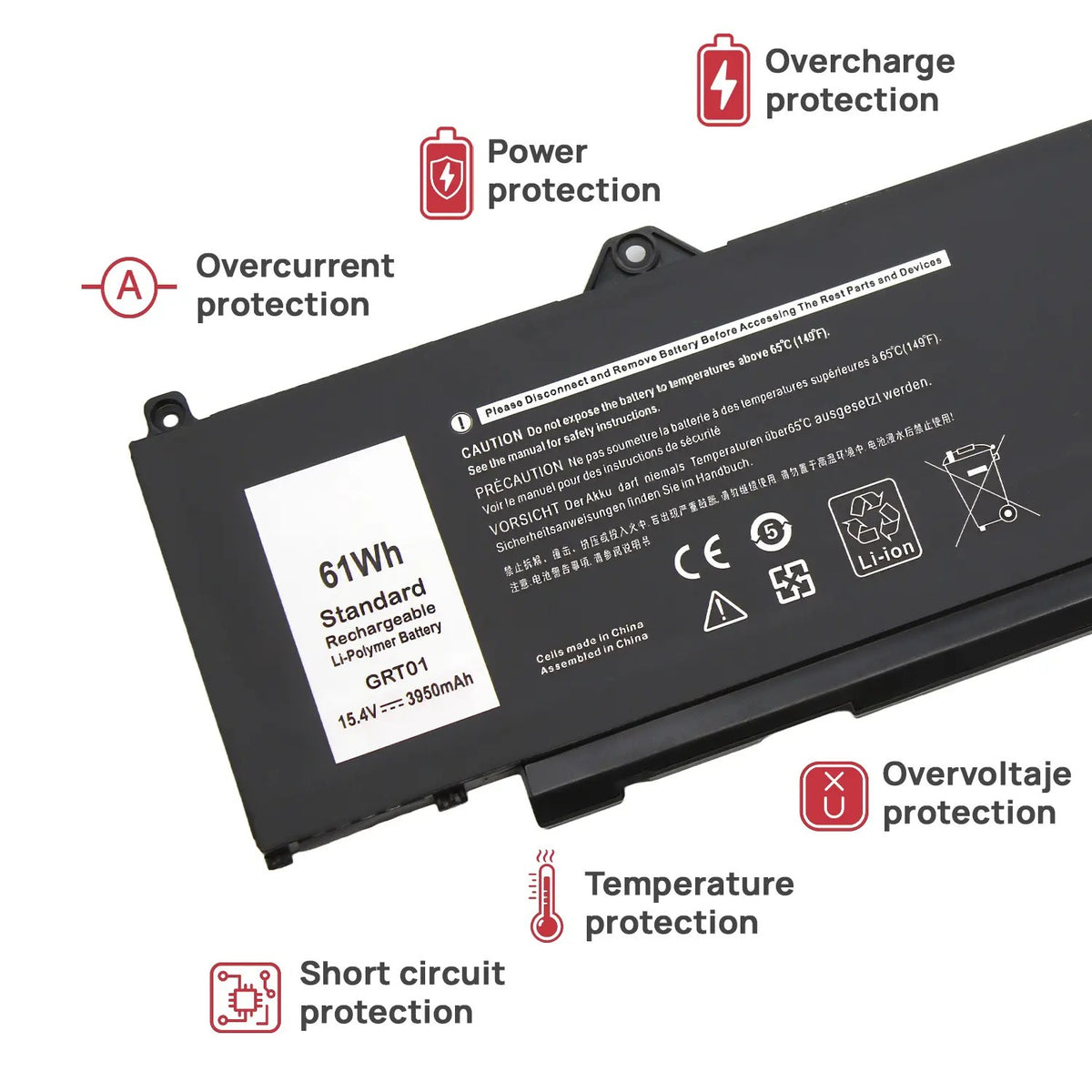 Batería Para Portátil Grt01 Dell Latitude 5421 5431 5521 5531 Precision 3561 3571 3470