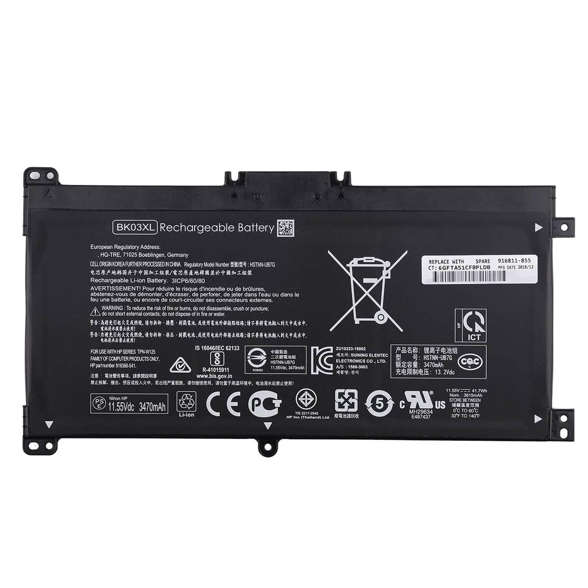 Batería Para Portátil Hp Pavilion X360 14-Ba Series Bk03Xl Hstnn-Lb7S 916811-855 916811-855