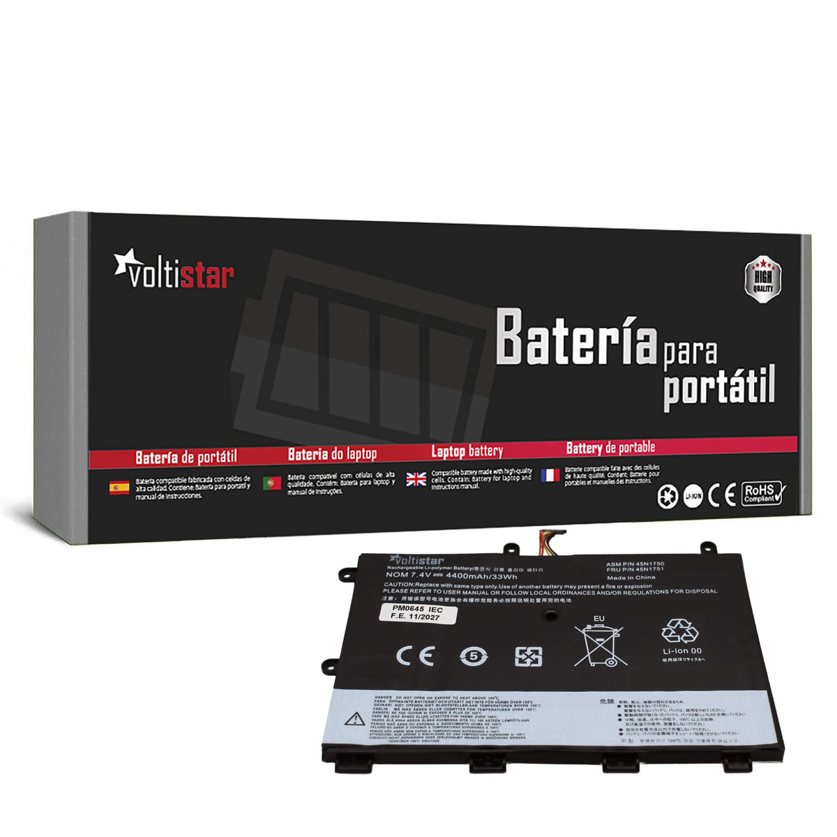 Batería Para Portátil Lenovo 45N1750 45N1748 45N1749 45N1751 7,4V 4300Mah