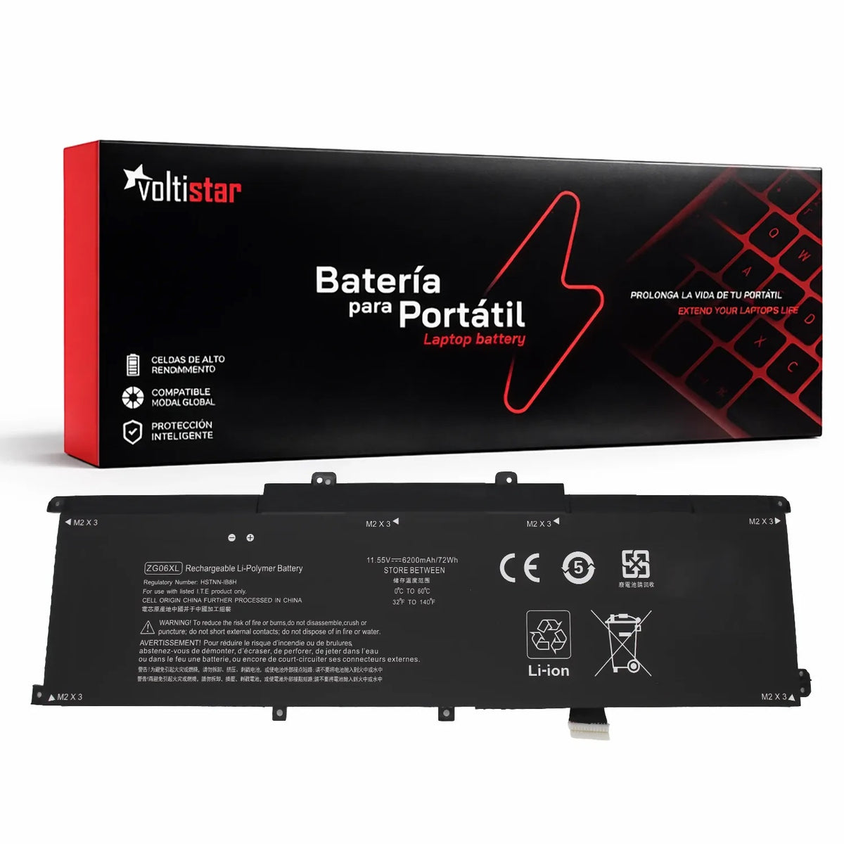 Batería Zg06Xl Para Portátil Hp Elitebook 1050 G1 L07045-855 11.55V 6200Mah 72Wh