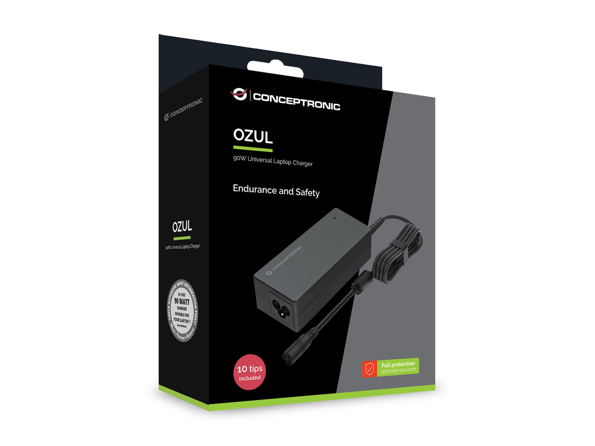 EAN 4015867242537 - Conceptronic OZUL08B10 adaptador e inversor de corriente Interior 90 W Negro imagen 5