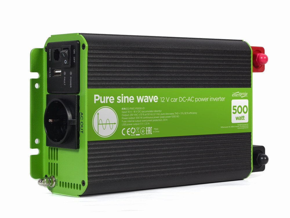EAN 8716309124058 - EnerGenie EG-PWC-PS500-01 adaptador e inversor de corriente Auto 500 W Negro, Verde imagen 1
