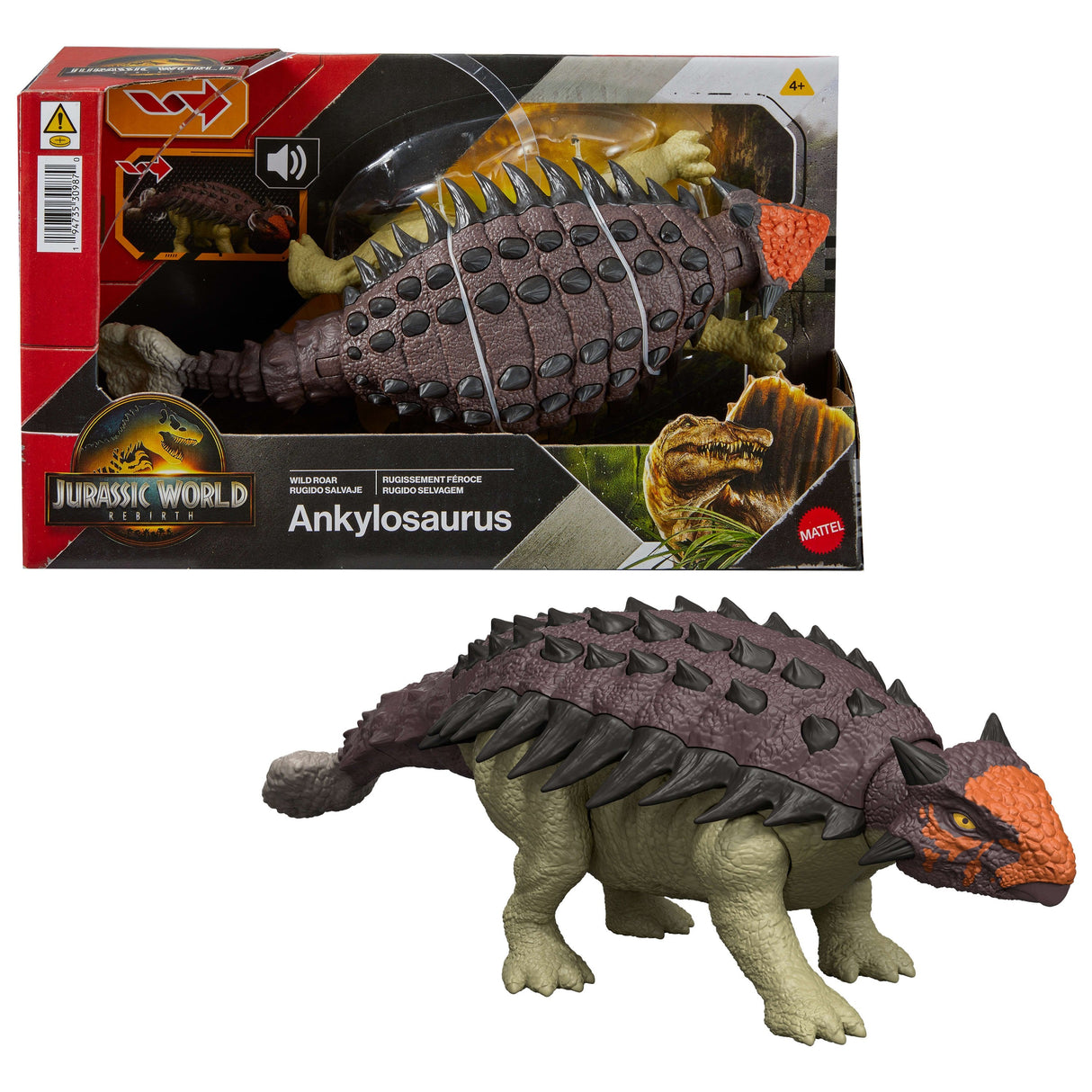Mattel Jurassic World Wild Roar Ankylosaurus Jgb90