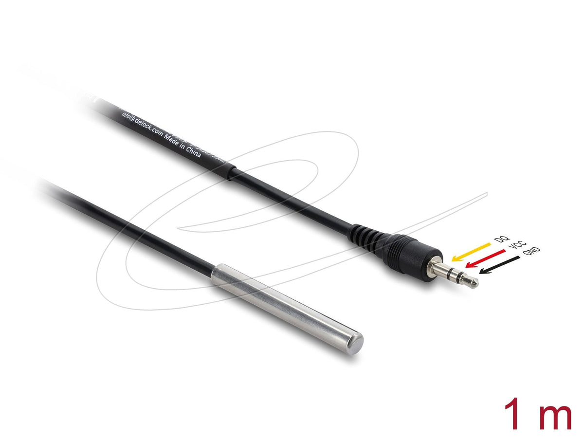 Delock Sonda De Temperatura Cable Con 3,5 Mm 3 Pin Conector Jack Macho Ds18b20 1 M