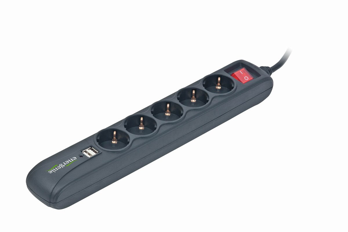 EAN 8716309089777 - EnerGenie SPG5-U2-5 limitador de tensión Negro 5 salidas AC 5 V 1,5 m imagen 1