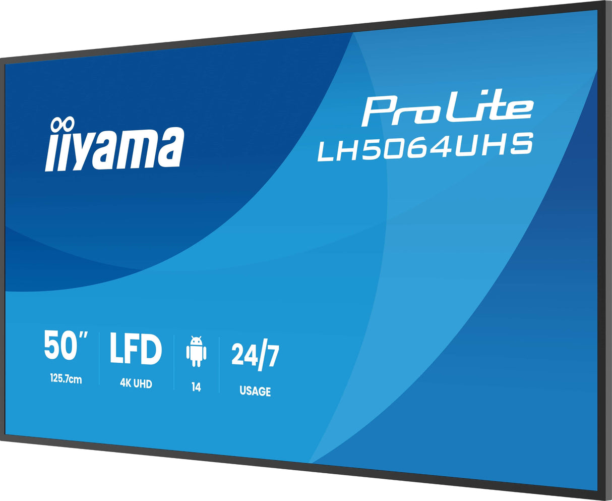 Iiyama Lh5064uhs-B1ag Pantalla Plana Para Señalización Digital 127 Cm (50") Wifi 500 Cd / M² 4k Ultra Hd Negro Android