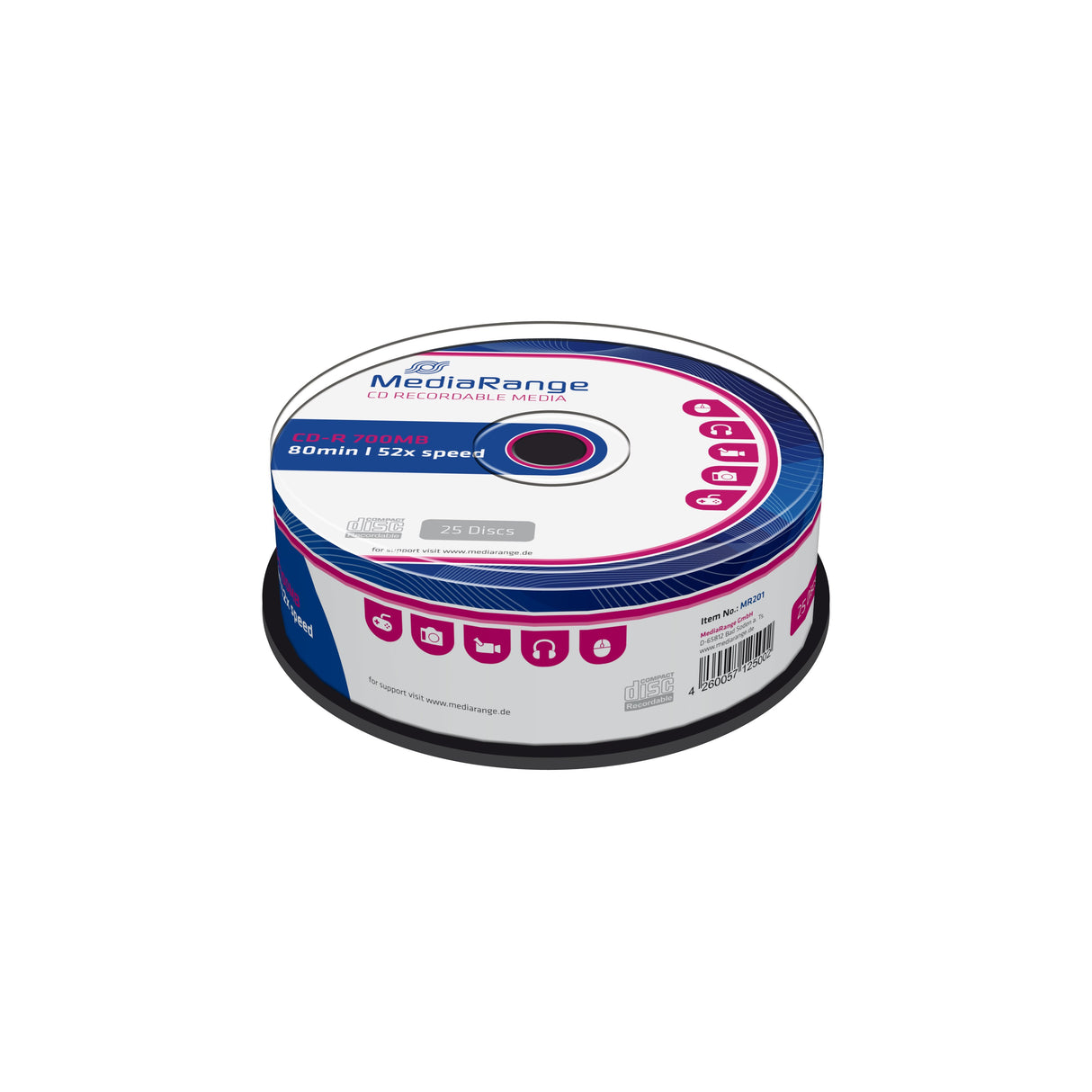 EAN 4260057125002 - MediaRange MR201 CD-R 700 MB 52x 25 pieza(s) imagen 2