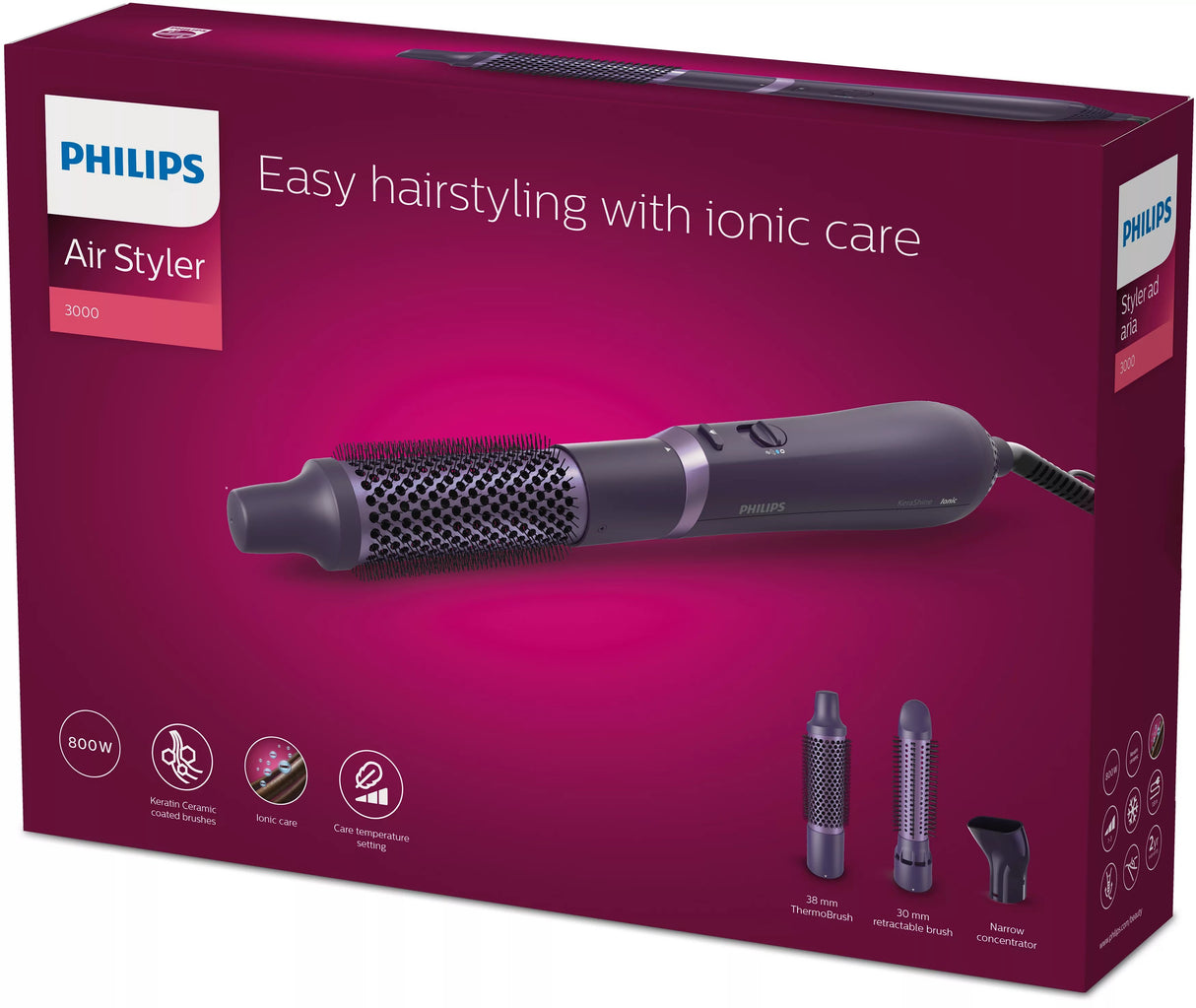 EAN 8720689002783 - Philips 3000 series BHA305/00 Utensilio de peinado Kit de peluquería Caliente Púrpura 800 W 1,8 m imagen 3