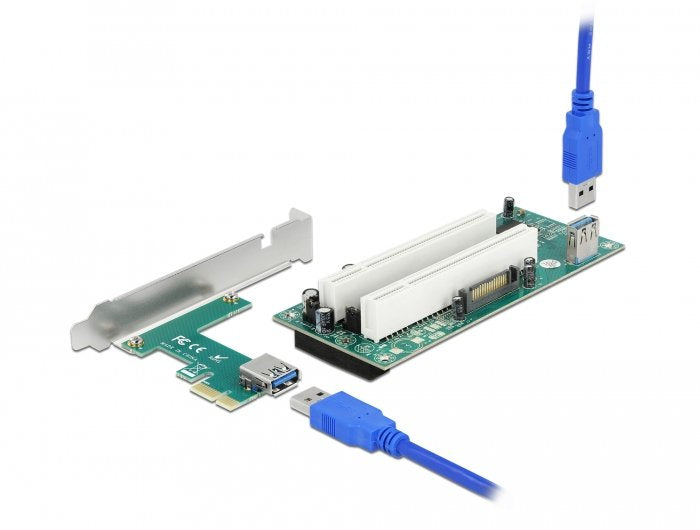 Tarjeta Riser Pci Express X1 A 2 X Pci 32 Bit Ranura Con Cable De 60 Cm