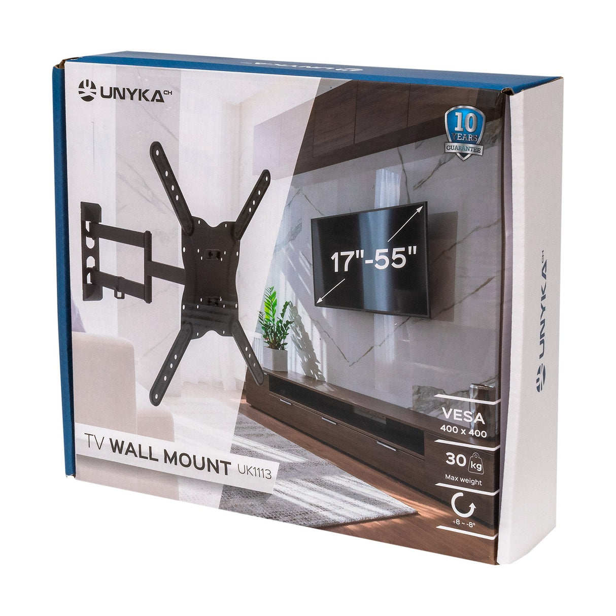 Unykach Soporte De Pared Extensible Para Tv De 17"-55" - Inclinable Y Giratorio - Peso Max 30kg - Vesa Max 400x400mm