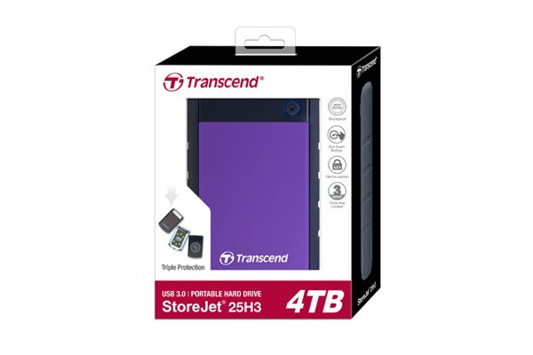 Disco Externo Hdd Transcend Storejet 25h3 4000 Gb Negro, Púrpura