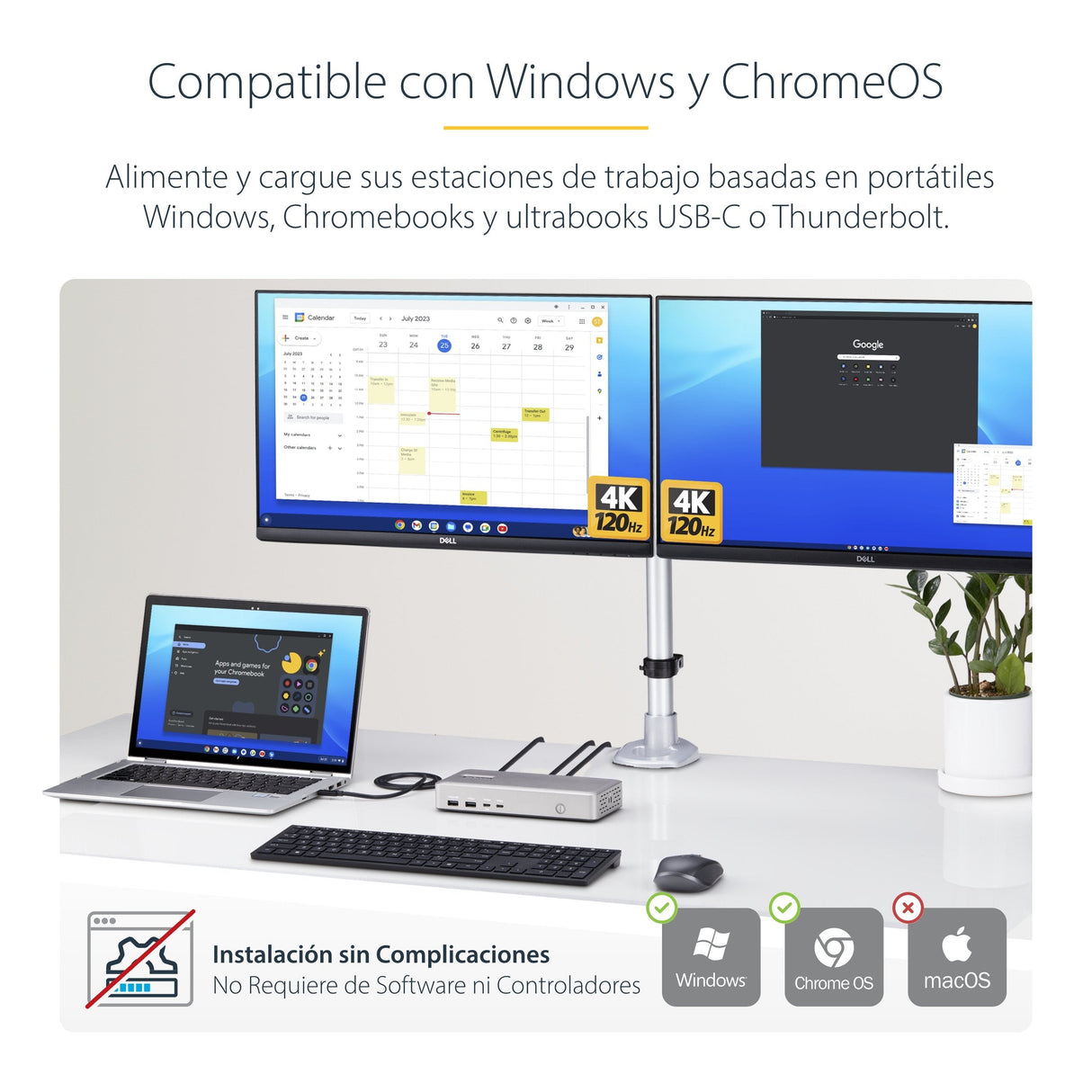 Startech.Com Usb4 Docking Station, Usb-C 40gbps, Dual Video Hdmi, Up To 2x 4k 60hz 4:4:4 (Rgb) Or 2x 4k 120hz 4:2:2, Mul