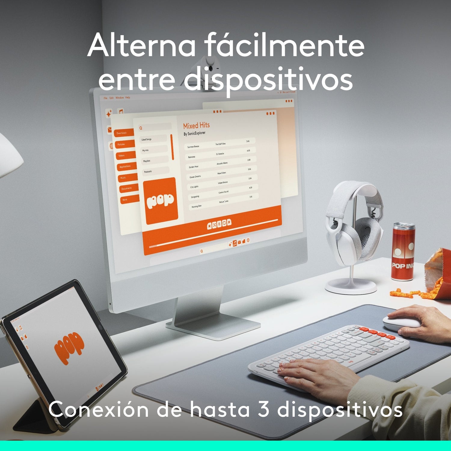 Teclado Español + Ratón Logitech Pop Icon Combo, Bluetooth - Rosa