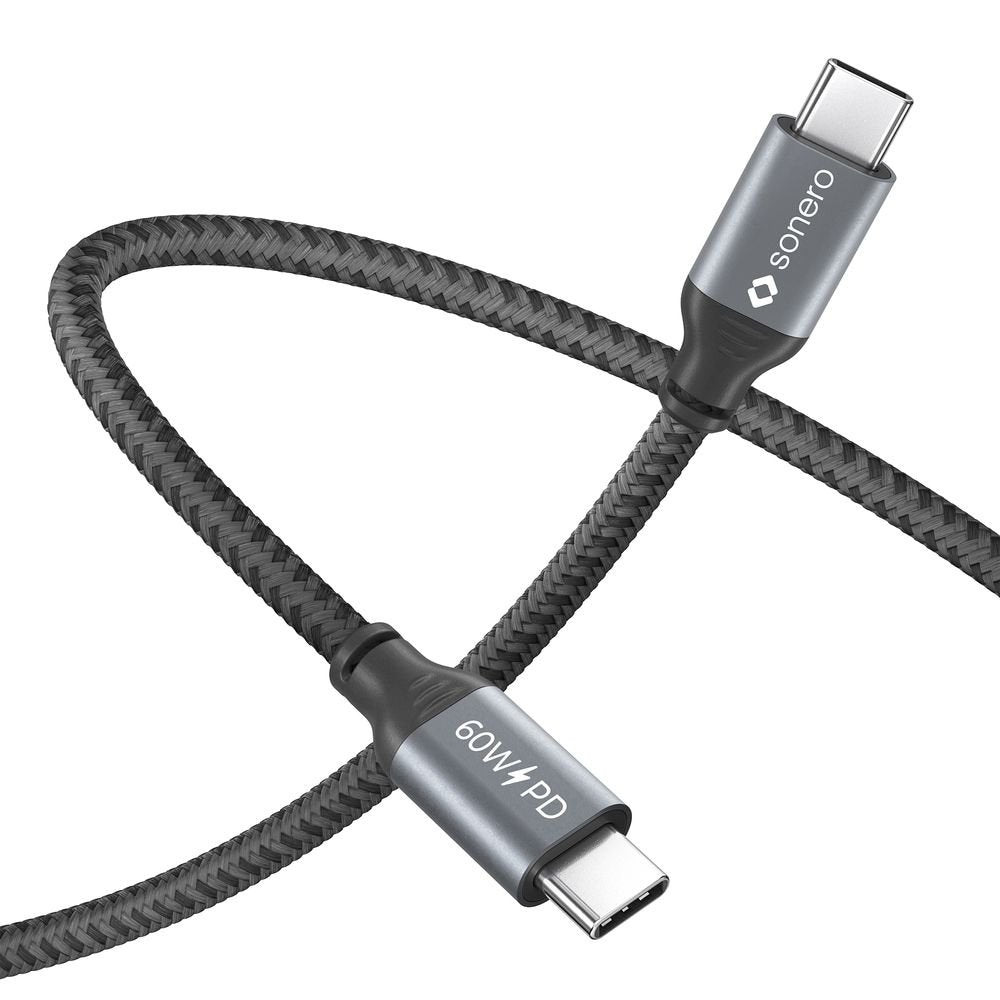 Sonero Usb-C A Usb-C Cable De Carga - Usb 2.0, 60w Pd Gris/Negro - 0,50m