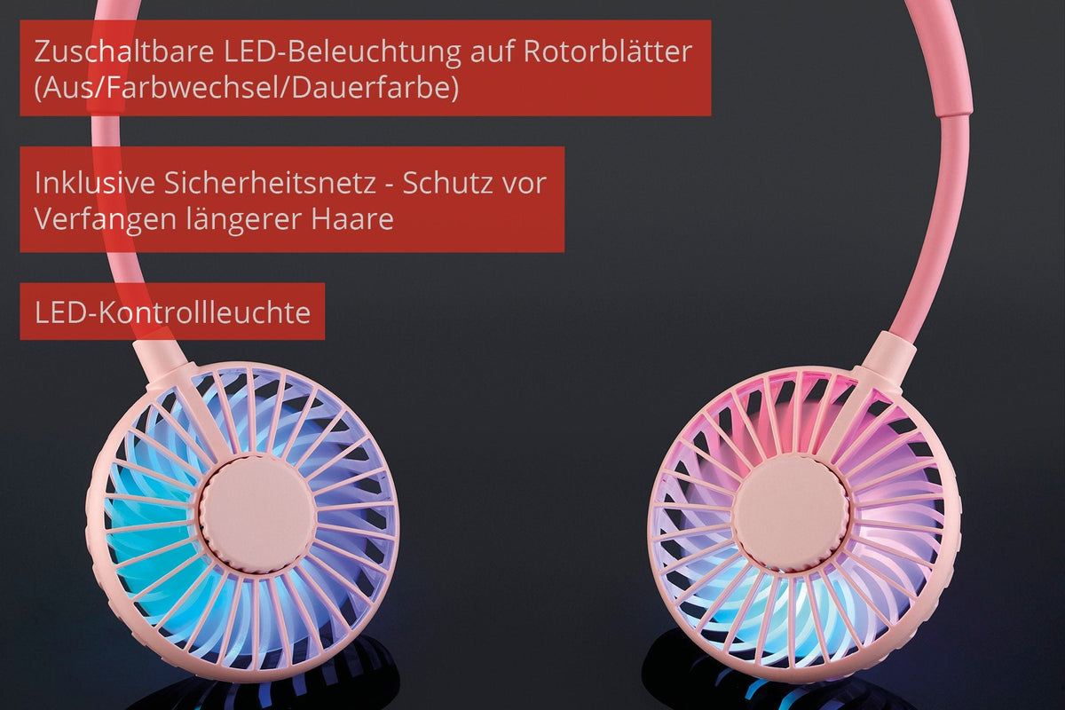 86694 Nackenventilator Breezy Rosa 1,2w 3geschwindigkeitsstufen Ø8,5cm