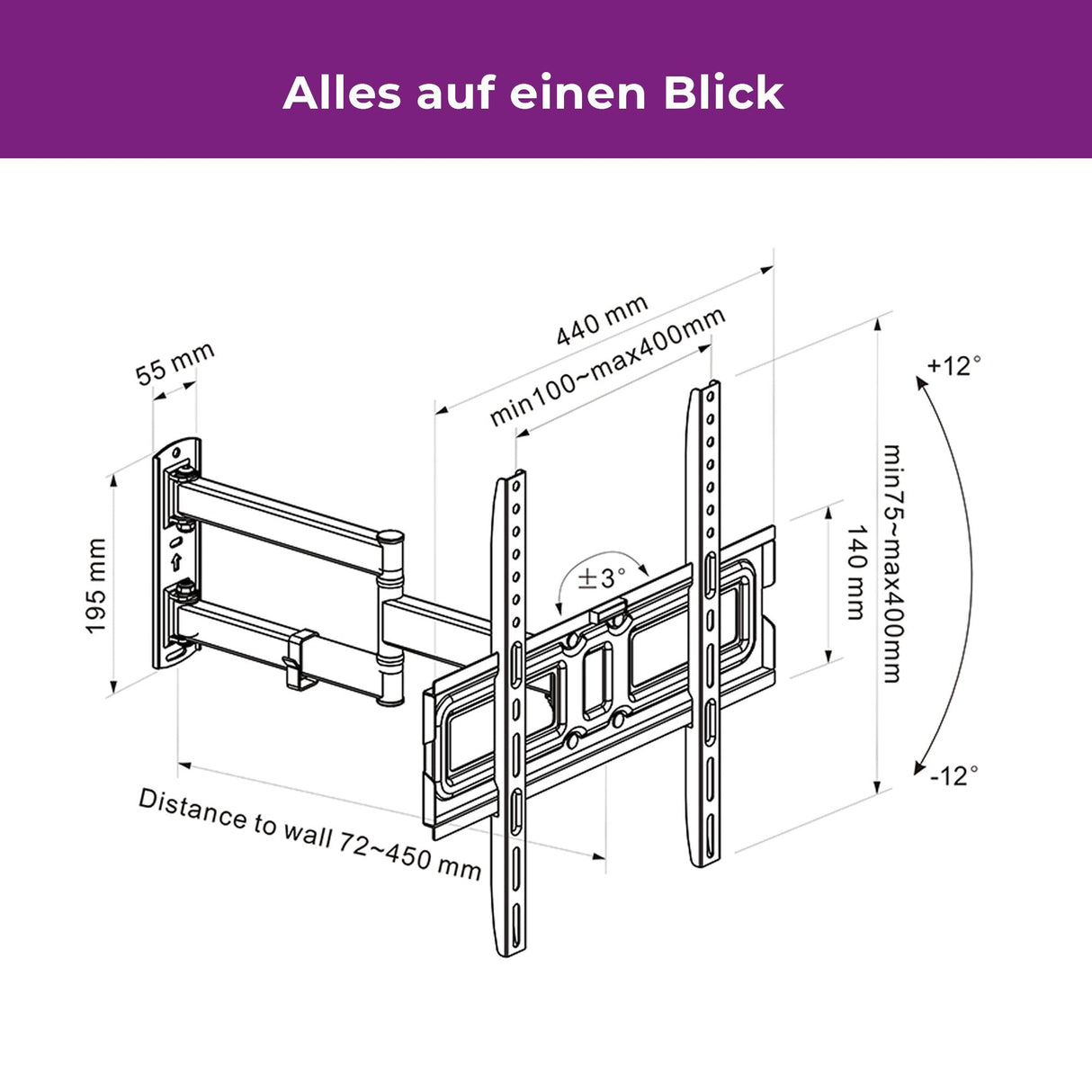 Soporte Tv Montaje En Pared Ultron 32 "-55" Ángulo / Inclinación