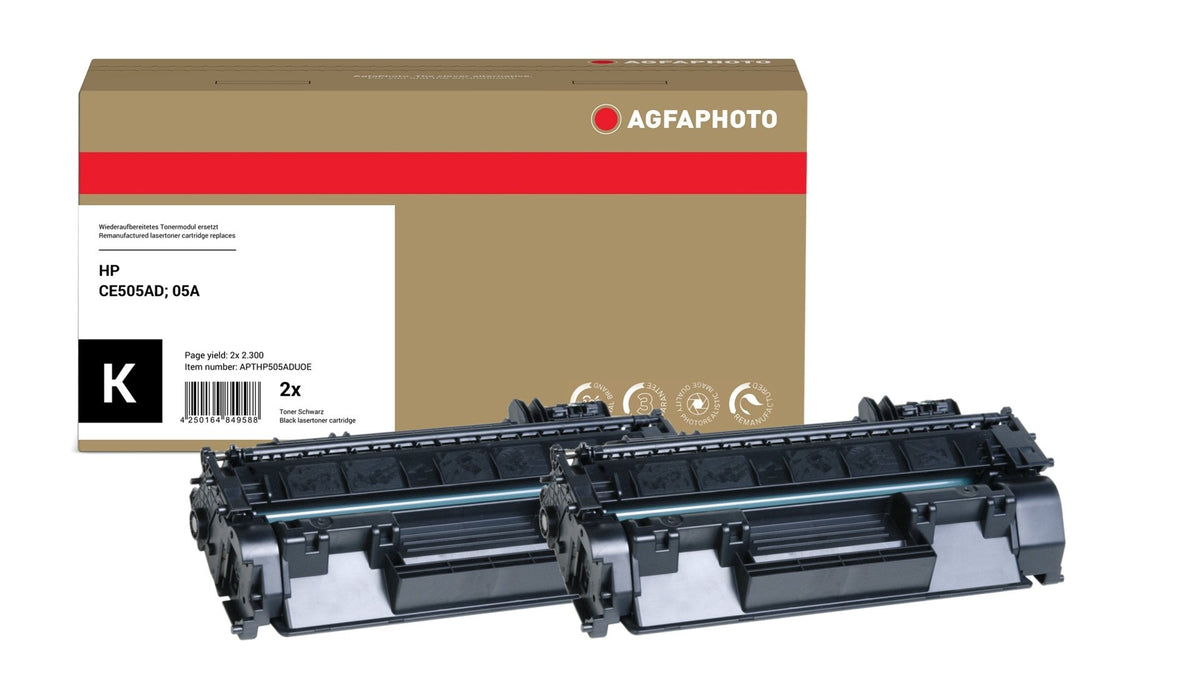 EAN 4250164849588 - AgfaPhoto APTHP505ADUOE cartucho de tóner 2 pieza(s) Compatible Negro imagen 1