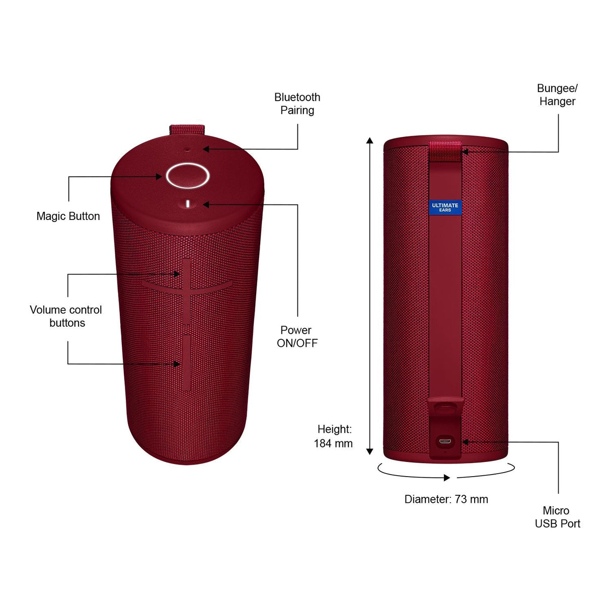 Ultimate Ears Boom 3 Rojo - Altavoz Bluetooth