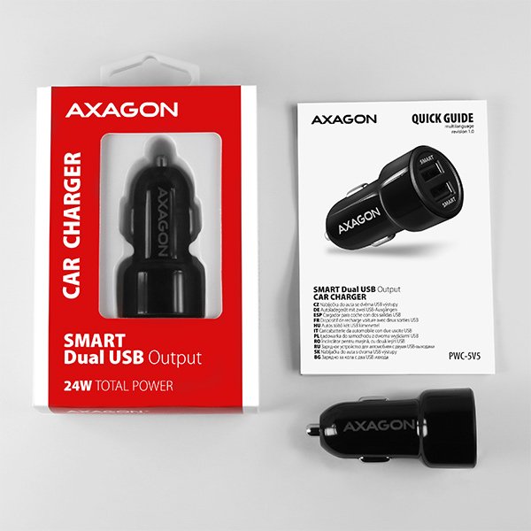 Axagon Pwc-5v5 24w Cargador De Coche 2x Port 2,4a
