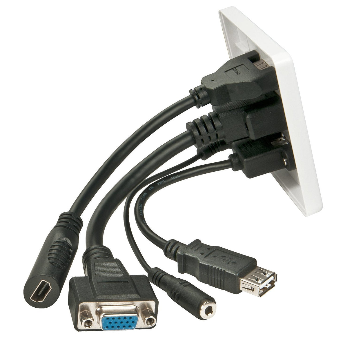 Lindy 60220 Toma De Corriente Hdmi + Vga + Usb A + 3.5mm Blanco