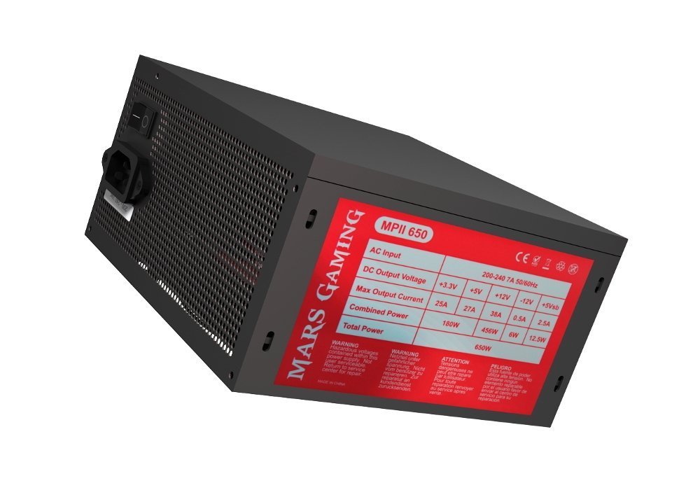 EAN 4713105960280 - Mars Gaming MPII650 unidad de fuente de alimentación 650 W 20+4 pin ATX ATX Negro, Rojo imagen 4