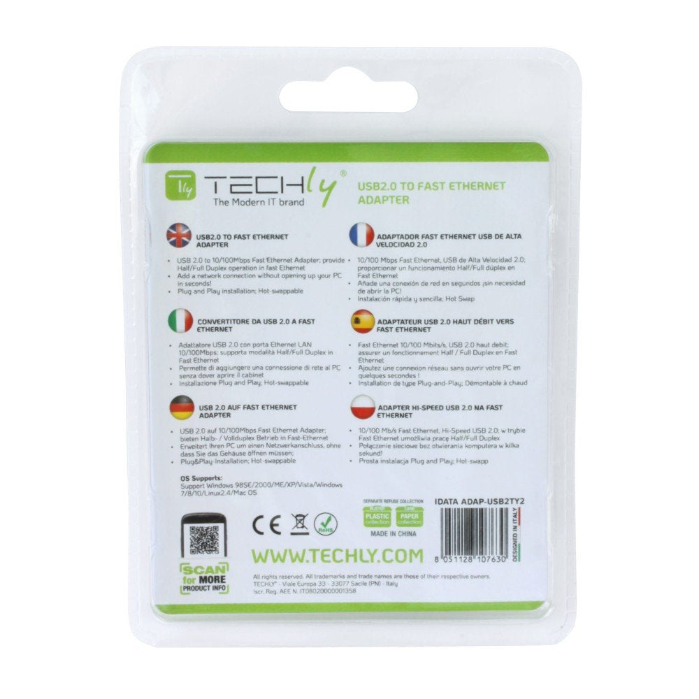 EAN 8051128107630 - Techly IDATA ADAP-USB2TY2 adaptador y tarjeta de red Ethernet 100 Mbit/s imagen 4