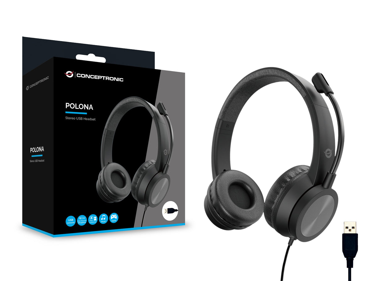 EAN 4015867241059 - Conceptronic POLONA05B auricular y casco Auriculares Alámbrico Diadema Llamadas/Música USB tipo A Negro imagen 7