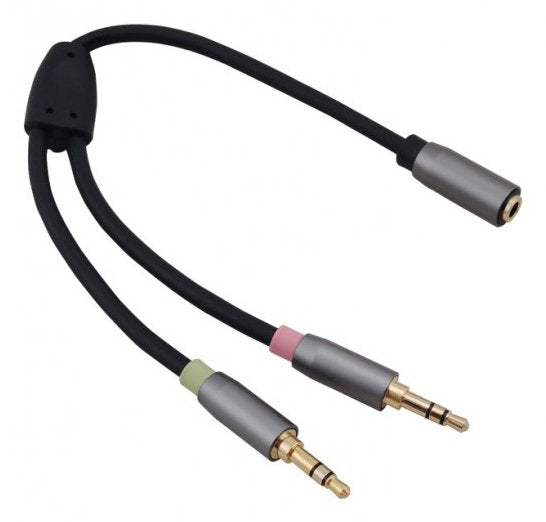 Cable Adaptador Helos, Conector Jack De 3,5 Mm / 2 Conectores Jack De 3,5 Mm, Premium, Negro