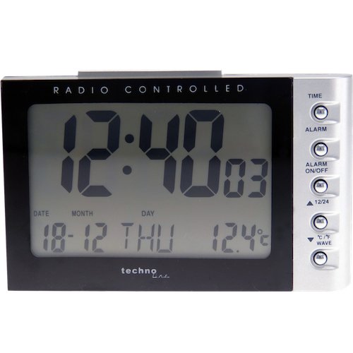 Technoline Wt 188 Despertador Reloj Digital De Mesa Negro, Plata