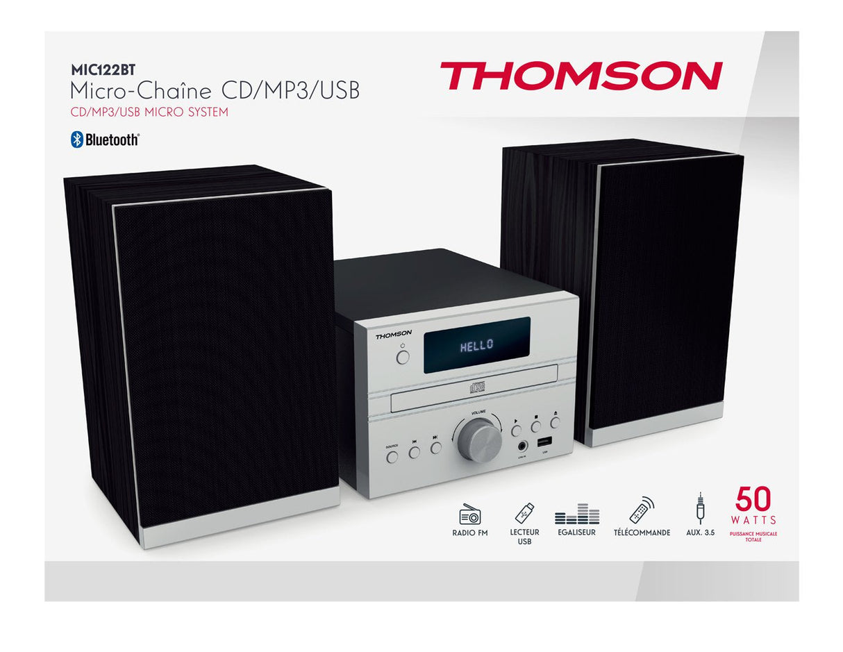 Thomson Micro Sound System Bt Cd/Mp3/Usb Gray Mic122bt