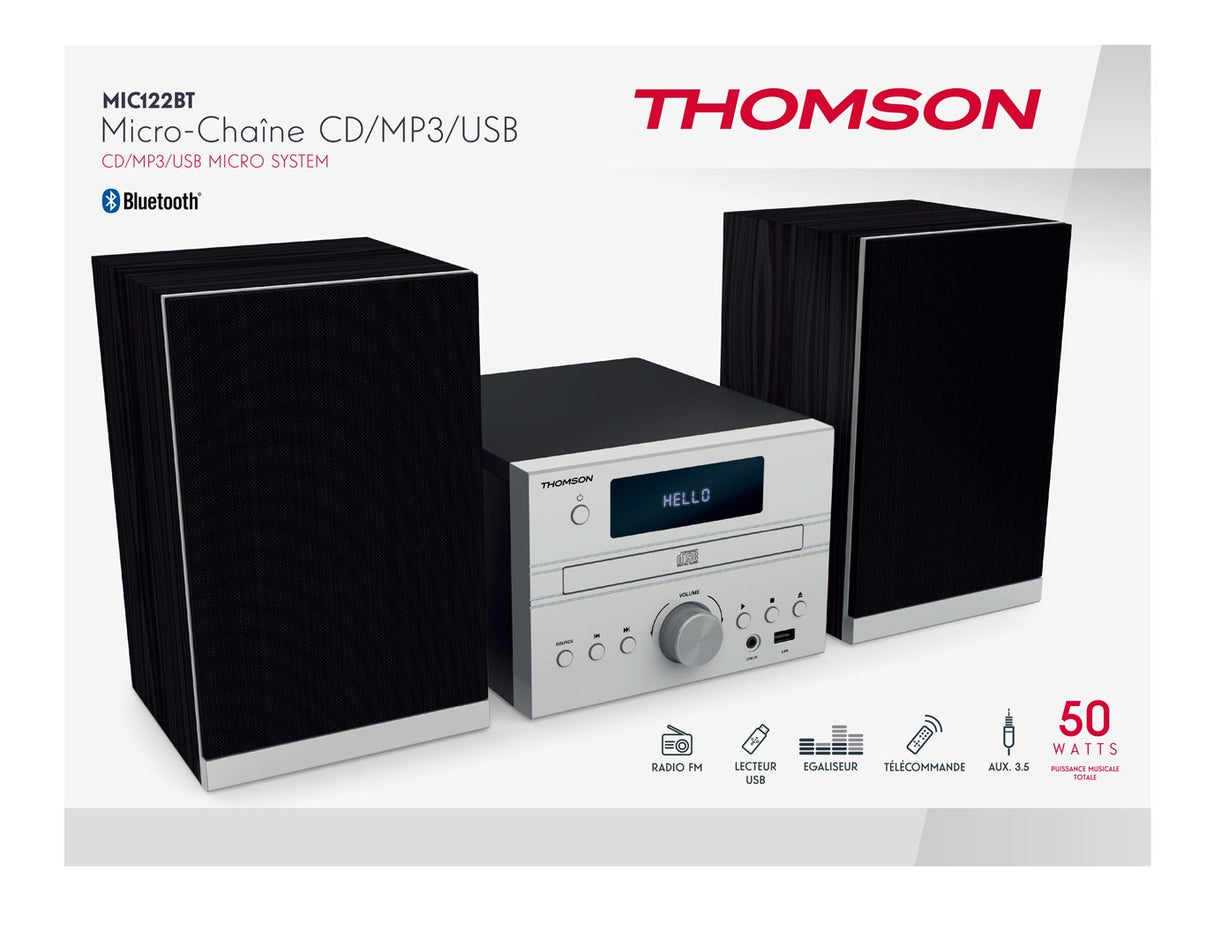 EAN 3499550361285 - Thomson MIC122BT sistema de audio para el hogar Microcadena de música para uso doméstico 50 W Negro, Plat imagen 3