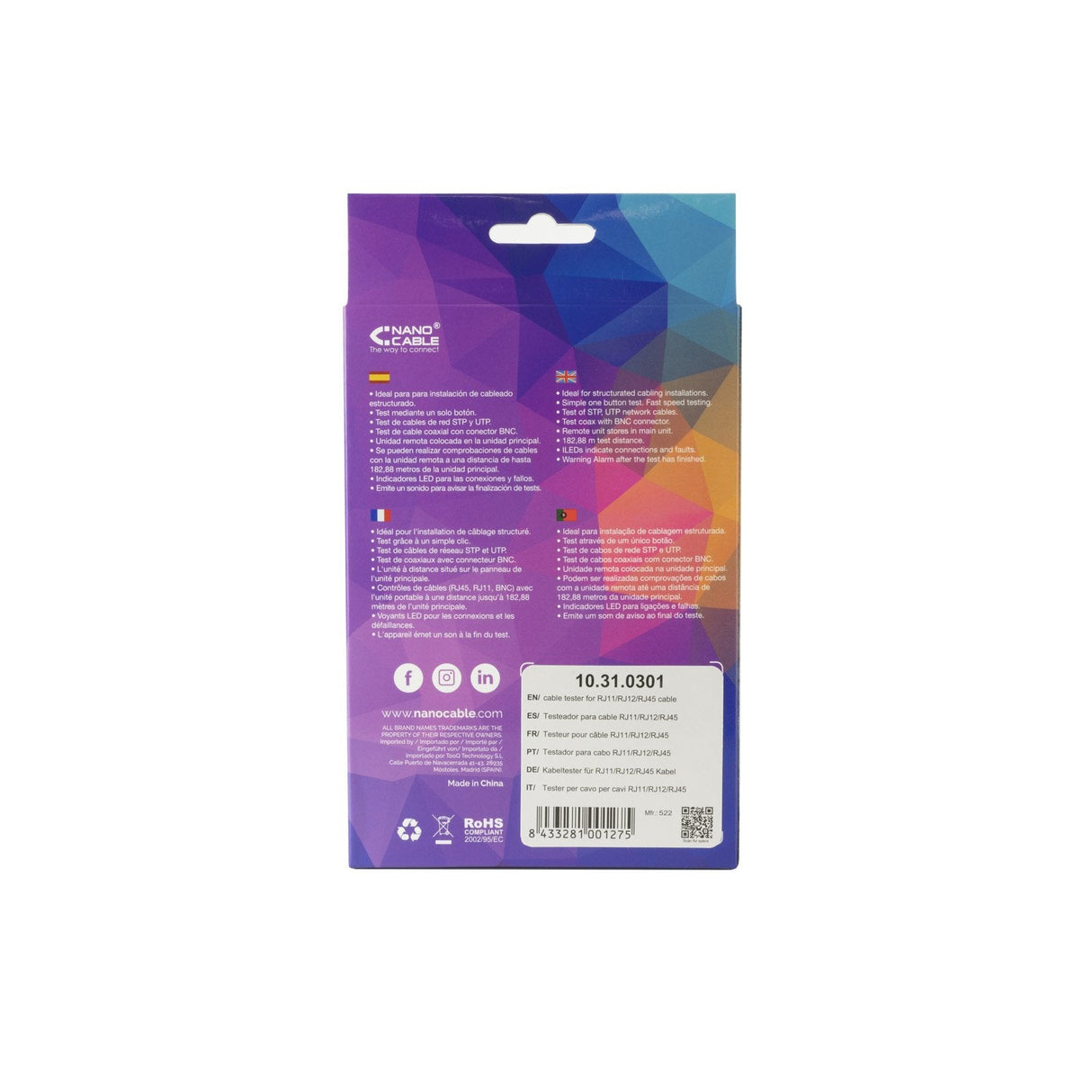 EAN 8433281001275 - Nanocable 10.31.0301 comprobador de cables de red Gris imagen 7