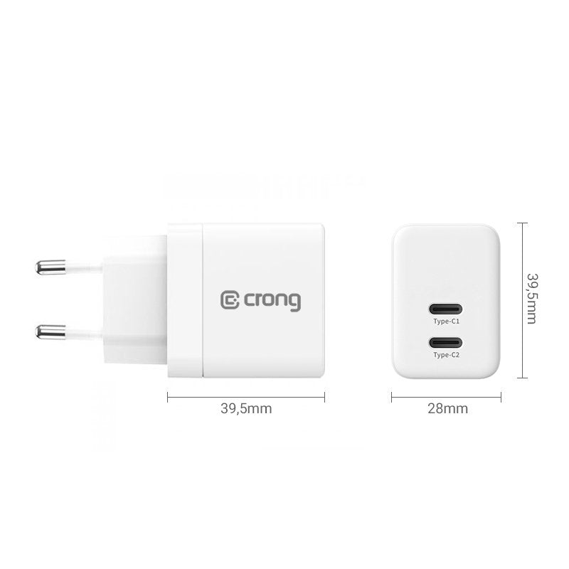 Ultra Compact Gan Ladowarka Sieciowa 2x Usb-C 35w Pd 3.0 Z Pps Biala