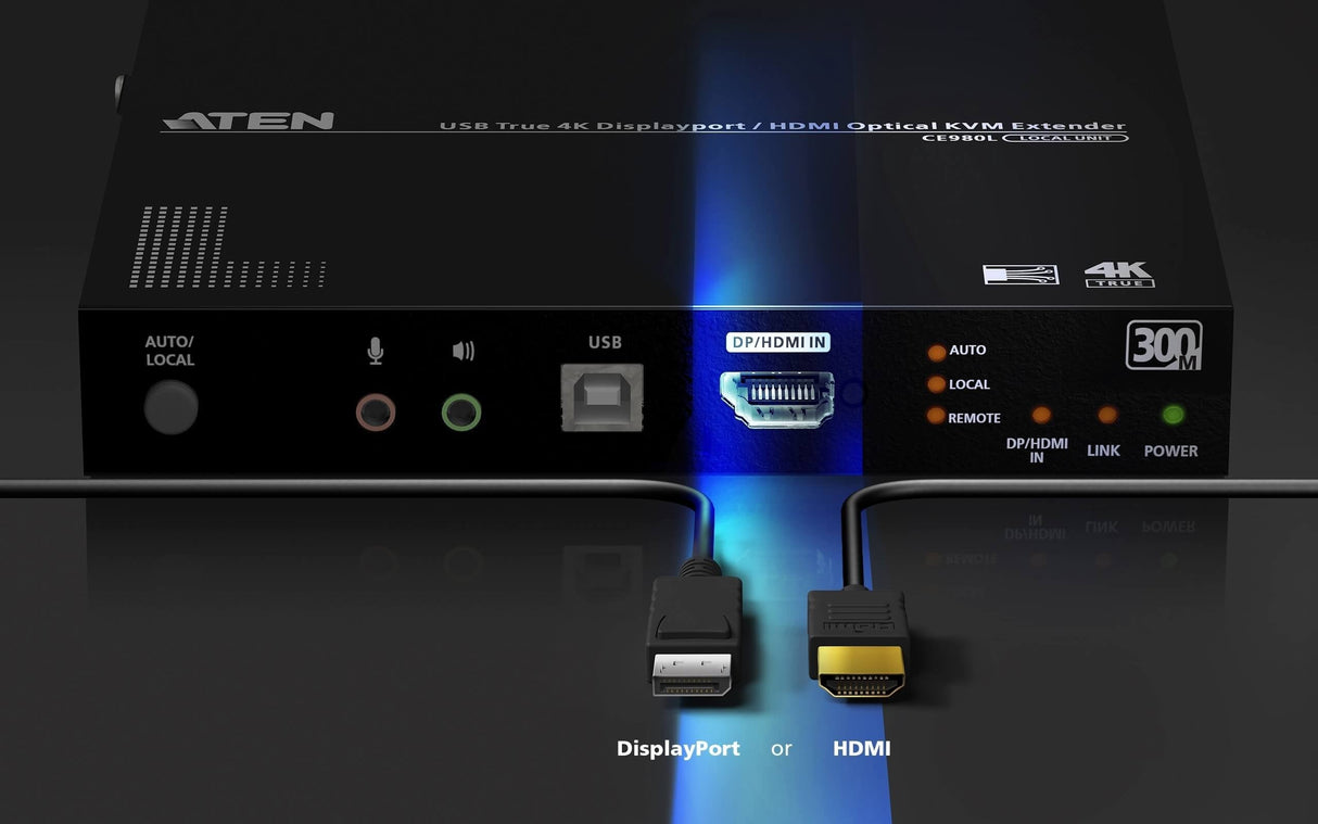 Usb True 4k Displayport/Hdmi Optical Kvm Extender (True 4k