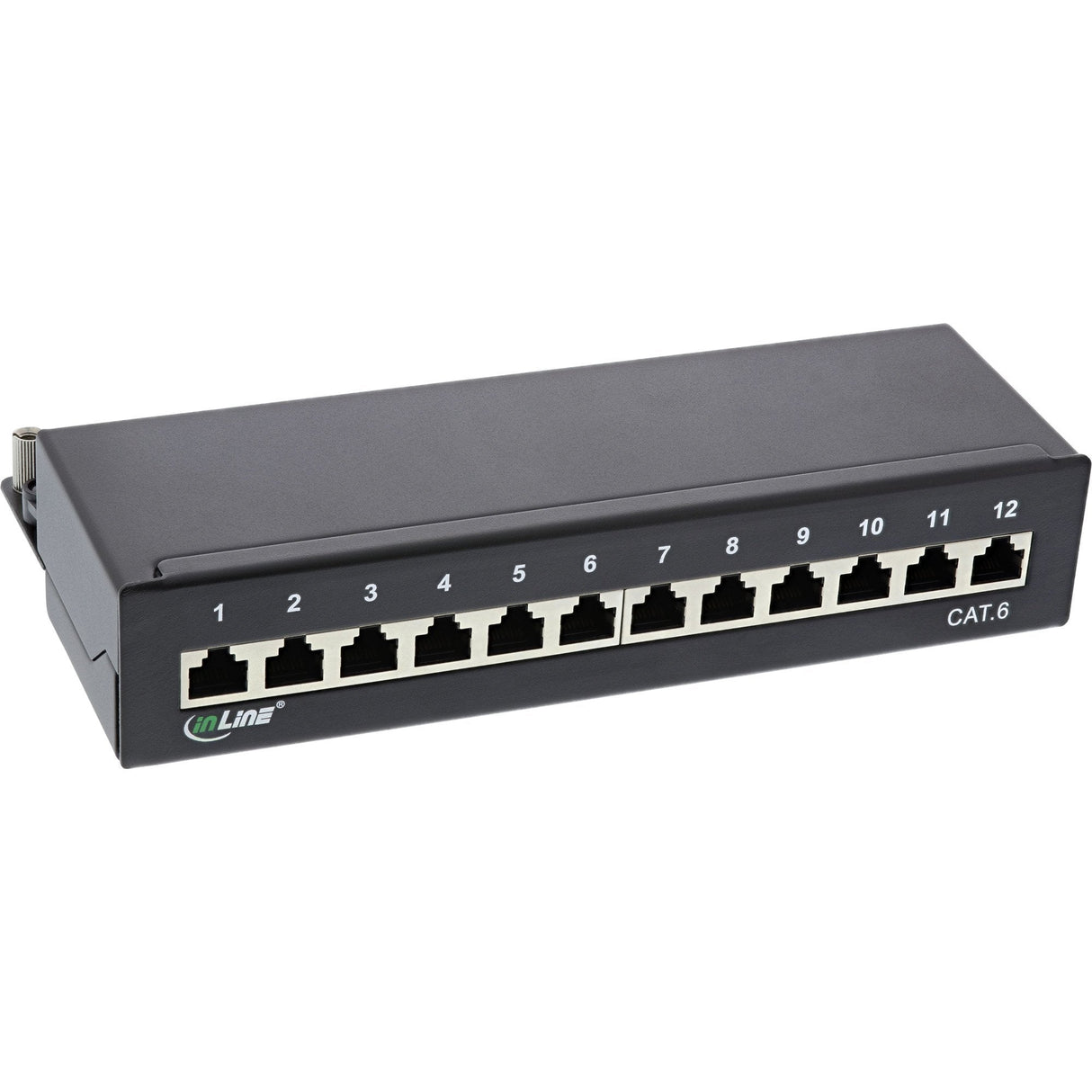 Patch Panel Inline Cat.6 12 Puertos Montaje En Escritorio / Pared Negro Ral9005