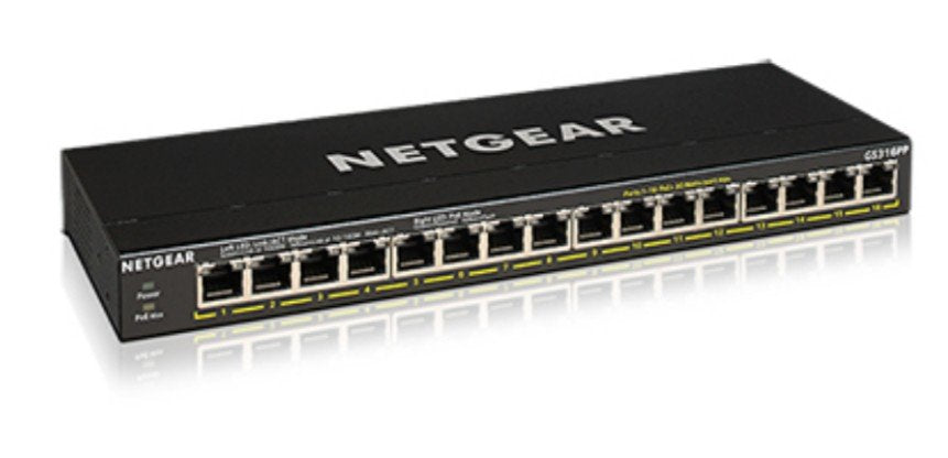 Netgear Gs316pp Switch No Administrado Gigabit Ethernet (10/100/1000) Negro Energía Sobre Ethernet (Poe)