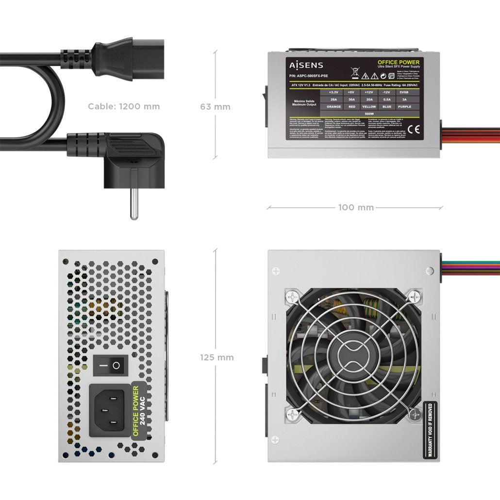 EAN 8435739905111 - AISENS ASPC-500SFX-PSE unidad de fuente de alimentación 20+4 pin ATX imagen 3