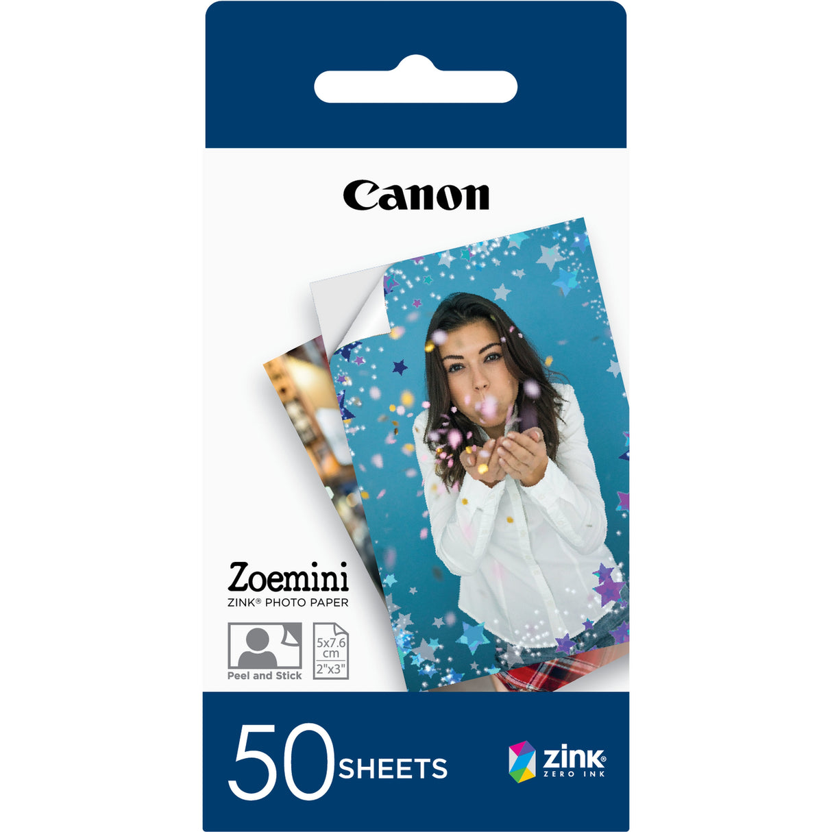 50 Hojas Papel Fotográfico Adhesivo Canon Zink Para Zoe Mini 2*3'/5*7.6cm