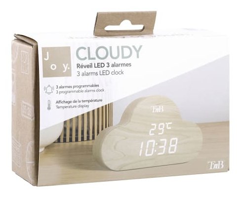 Tnb Joy - Reloj Led Con 3 Alarmas En La Nube - Efecto Madera