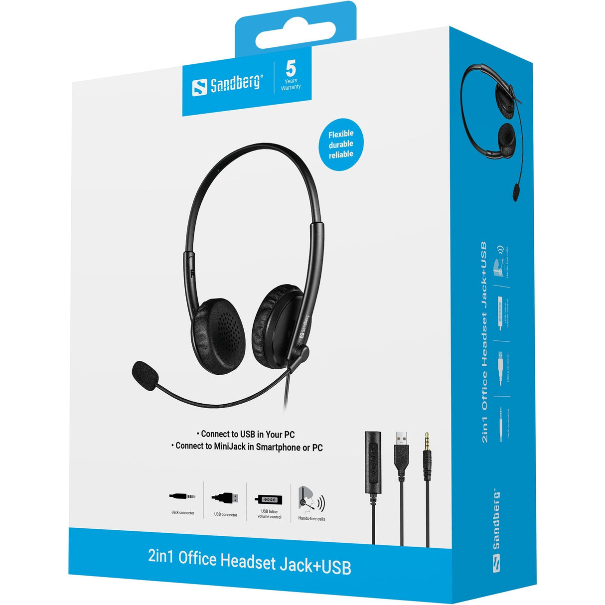 Auriculares Sandberg Office Con Microfono, Usb + Conector De 3,5 Mm, Estereo, Negro