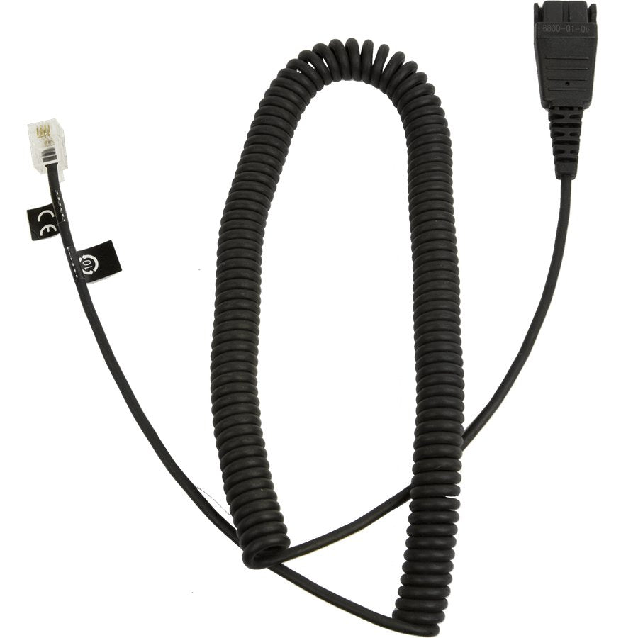 Jabra 8800-01-06 Cable Qd -> Rj10 0,5 M Negro