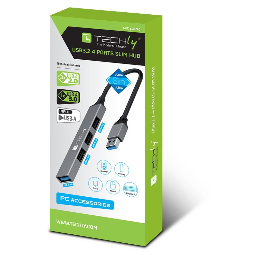 Usb-A 3.2 Hub With 4 Slim Usb-A Ports In Metal
