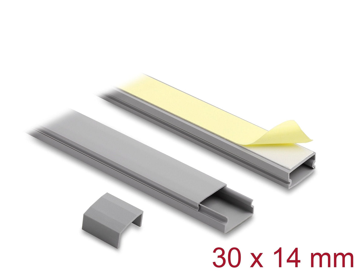 Delock Canaleta Para Cables Autoadhesivo Con Schiebedeckel 30 X 14 Mm Incluye. Conexión Unidades - Longitud 1 M Pack De 2 Gris