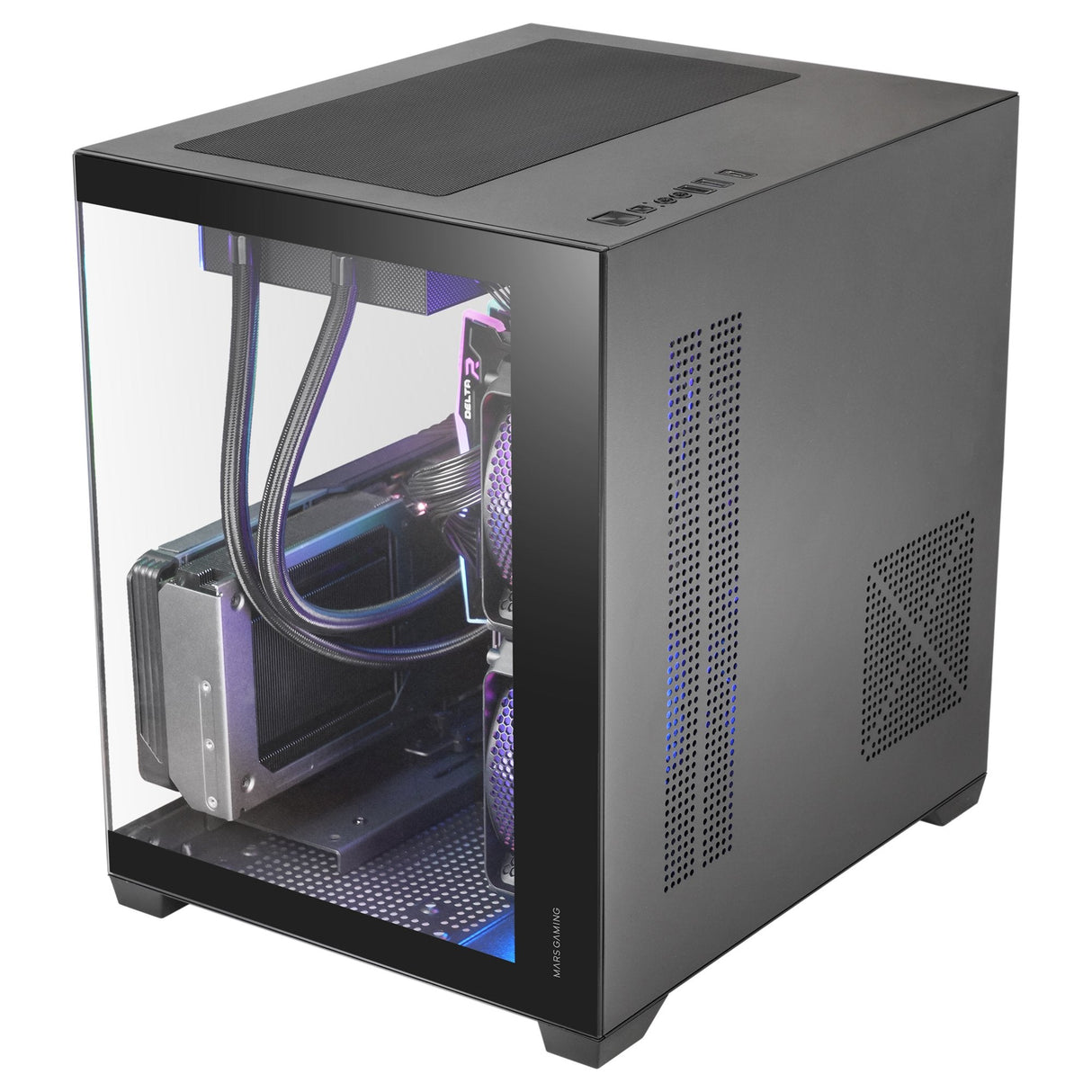 Caja Pc Microatx Mars Gaming Mc-View3 Gpu Max 330mm Cristal Templado Panoramico Argb Usb-C Negra