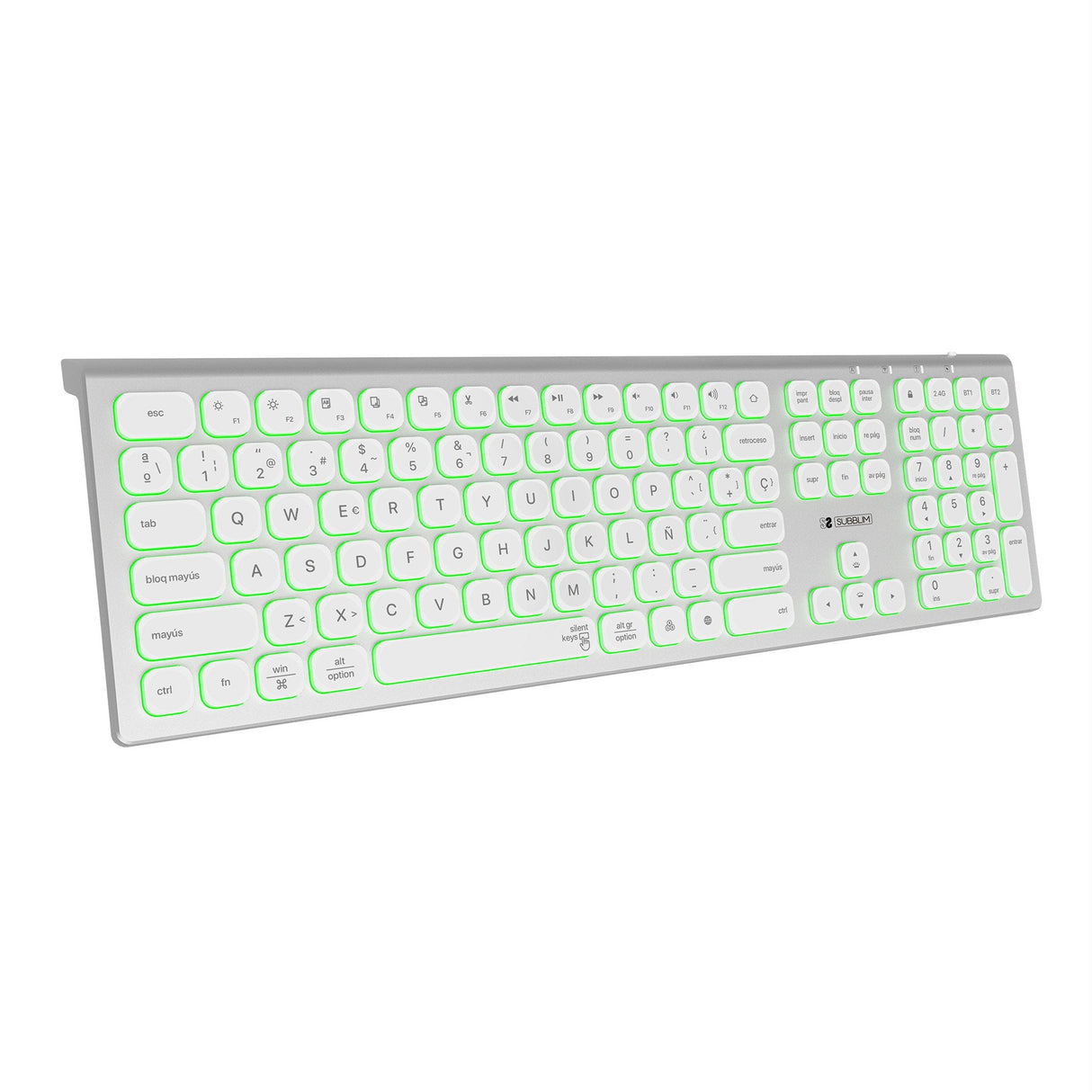 Teclado Español Inalámbrico Subblim Master Plata Y Blanco