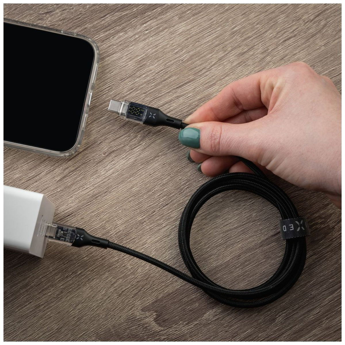 Cable Fixed Usb-C Usb-C With Display, Pd Support, 1.2m, Usb 2.0, 100w, Black