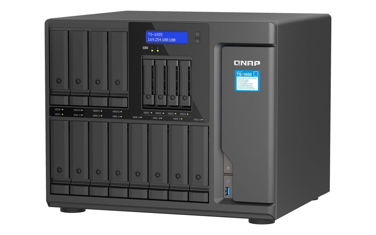 Nas Qnap Ts-1655-8g 16-Bay Nas, Intel Atom C5125 8-Core/8-Thread 2.8ghz Processor