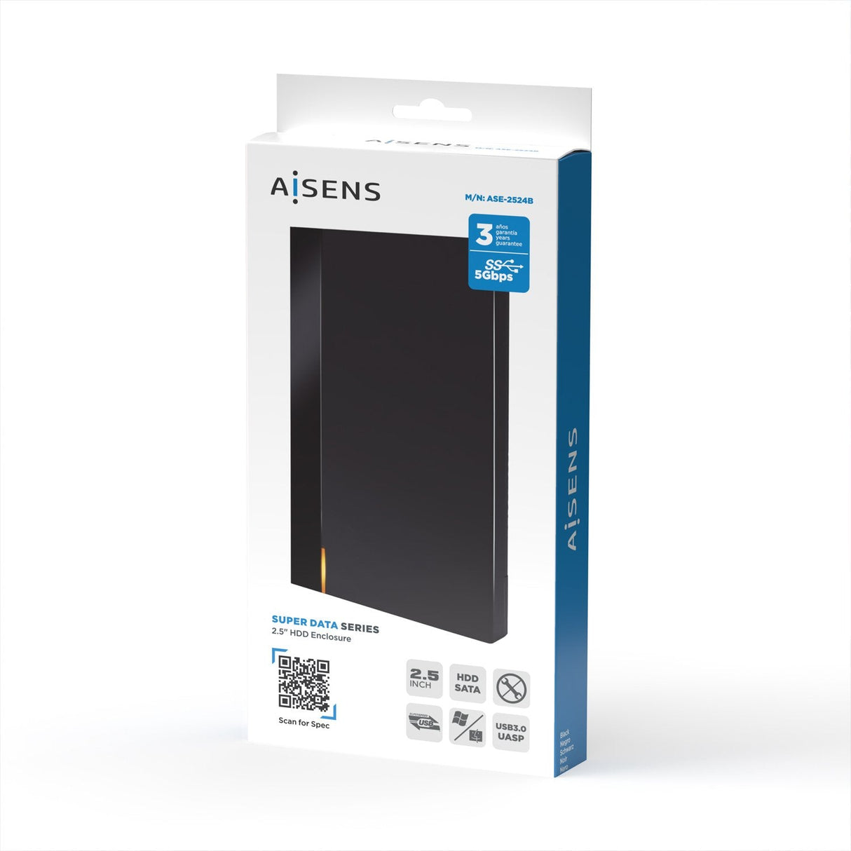 Aisens Caja Externa Para Disco Duro De 2.5' Usb 3.1 Sin Tornillos Ase-2524b