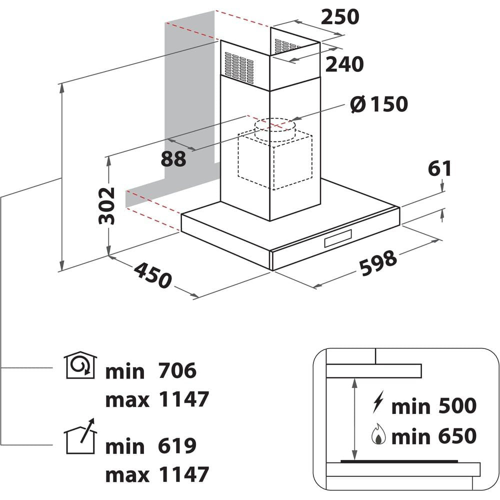 EAN 8003437233227 - Whirlpool AKR 558/3 IX De pared Acero inoxidable 428 m³/h imagen 9