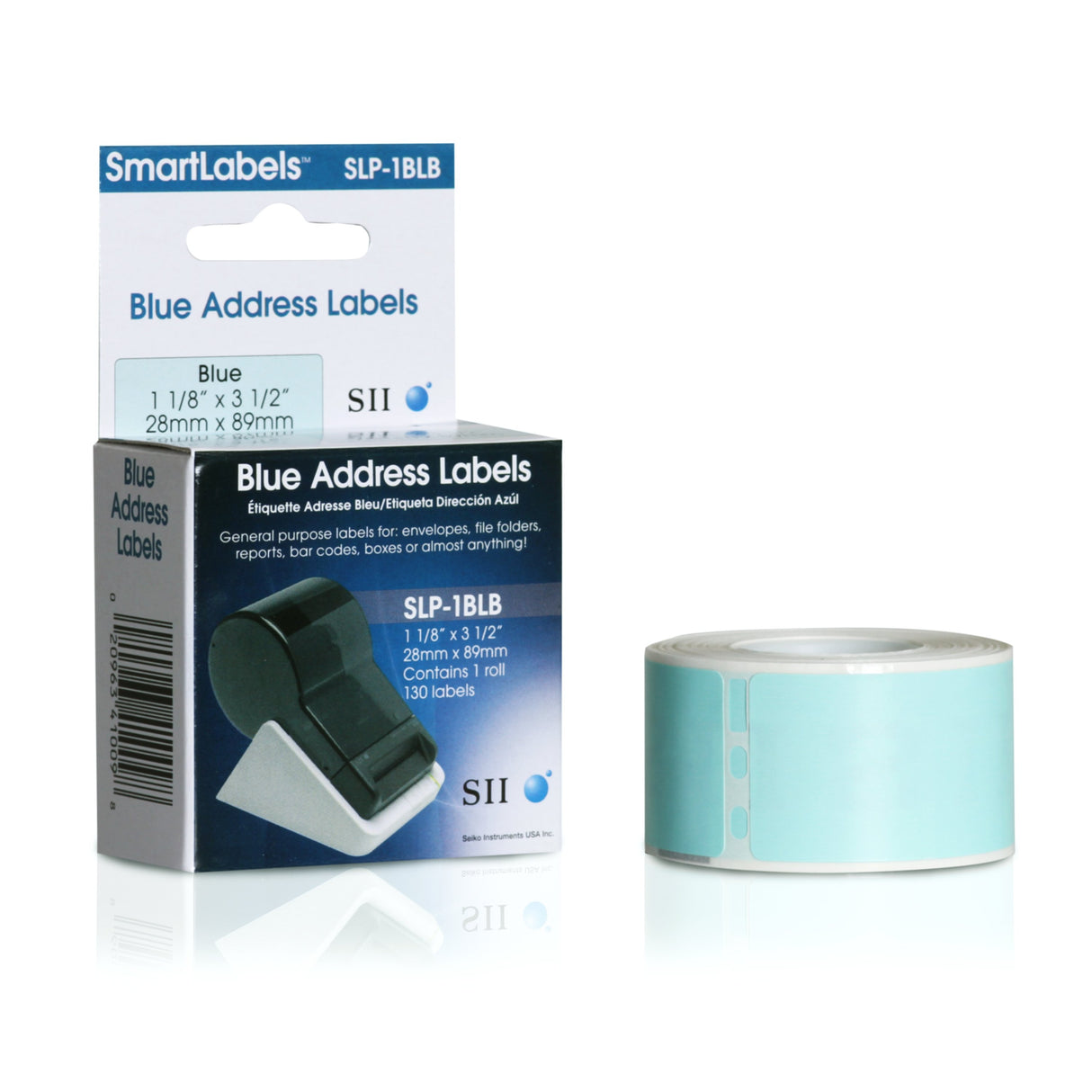 EAN 0020963410098 - Seiko Instruments SLP-1BLB Azul Etiqueta para impresora autoadhesiva imagen 1